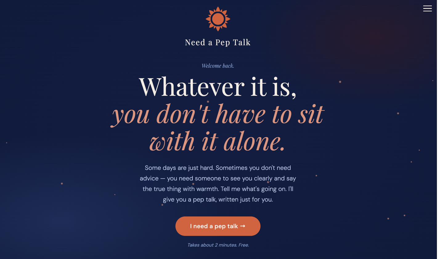 Need a Pep Talk website